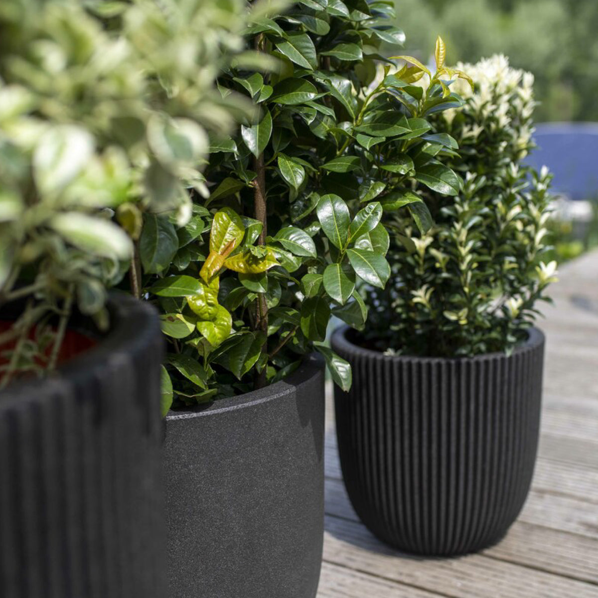 Polystone Flower Pot CONIC ROUND GROOVE NL 14
